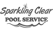 Logo for Sparkling Clear Pool Service with a water-wave motif and sunburst accent