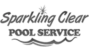 Logo for Sparkling Clear Pool Service with a water-wave motif and sunburst accent